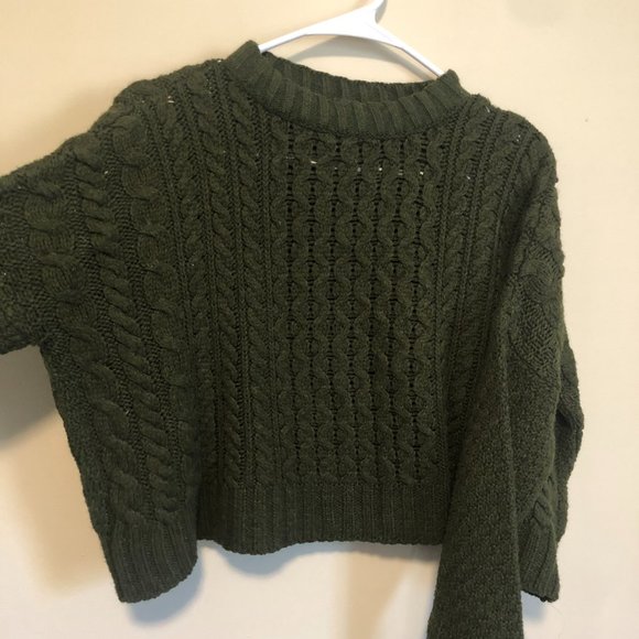 BDG Dark Green Cropped Sweater - Picture 1 of 3
